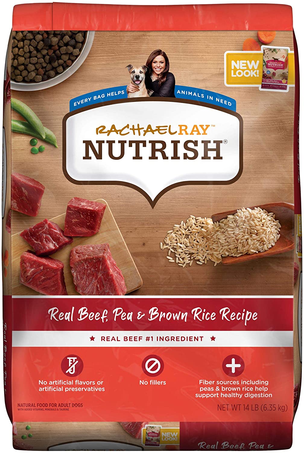 Rachael Ray Nutrish Premium Natural Dry Dog Food. Real Beef. Pea & Brown Rice Recipe. 14 Pounds