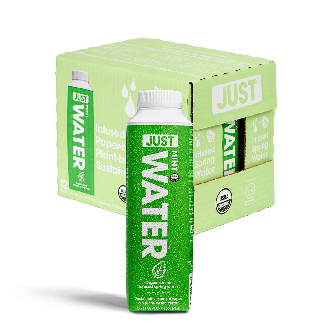 JUST Water Infused. Mint Flavored with Spring Water.16.9 oz (Pack of 12)