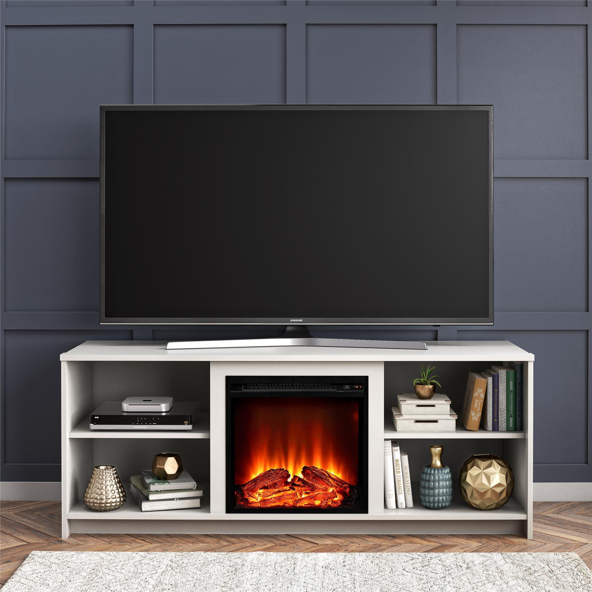 Mainstays Fireplace TV Stand for TVs up to 65″. White
