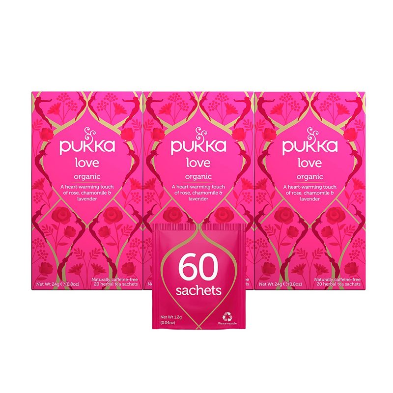 Pukka Love. Organic Herbal Tea With Chamomile And Lime Flower 60 Count. Pack of 3