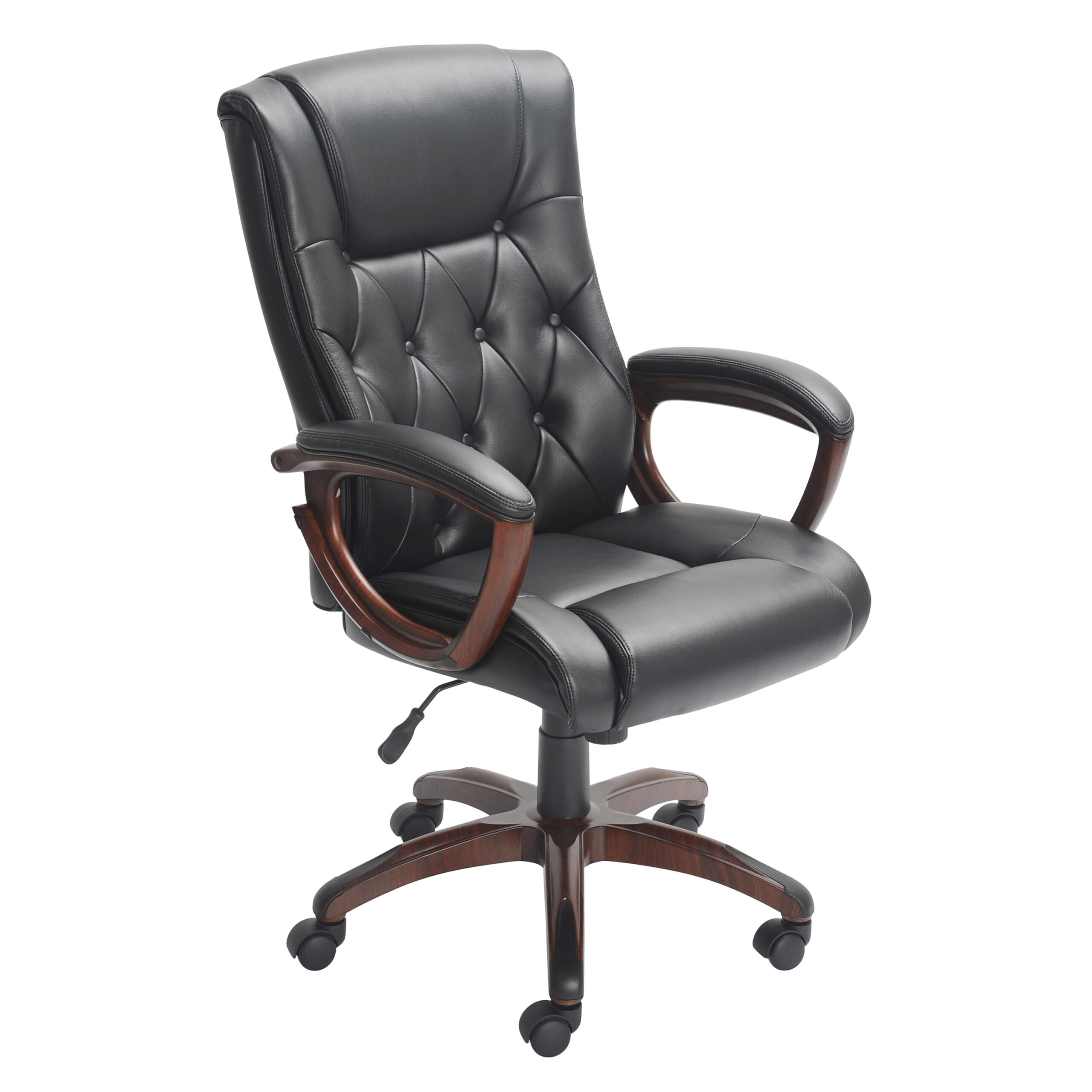 Better Homes and Gardens Executive. Mid-Back Manager-s Office Chair with Arms. Black Bonded Leather. Black
