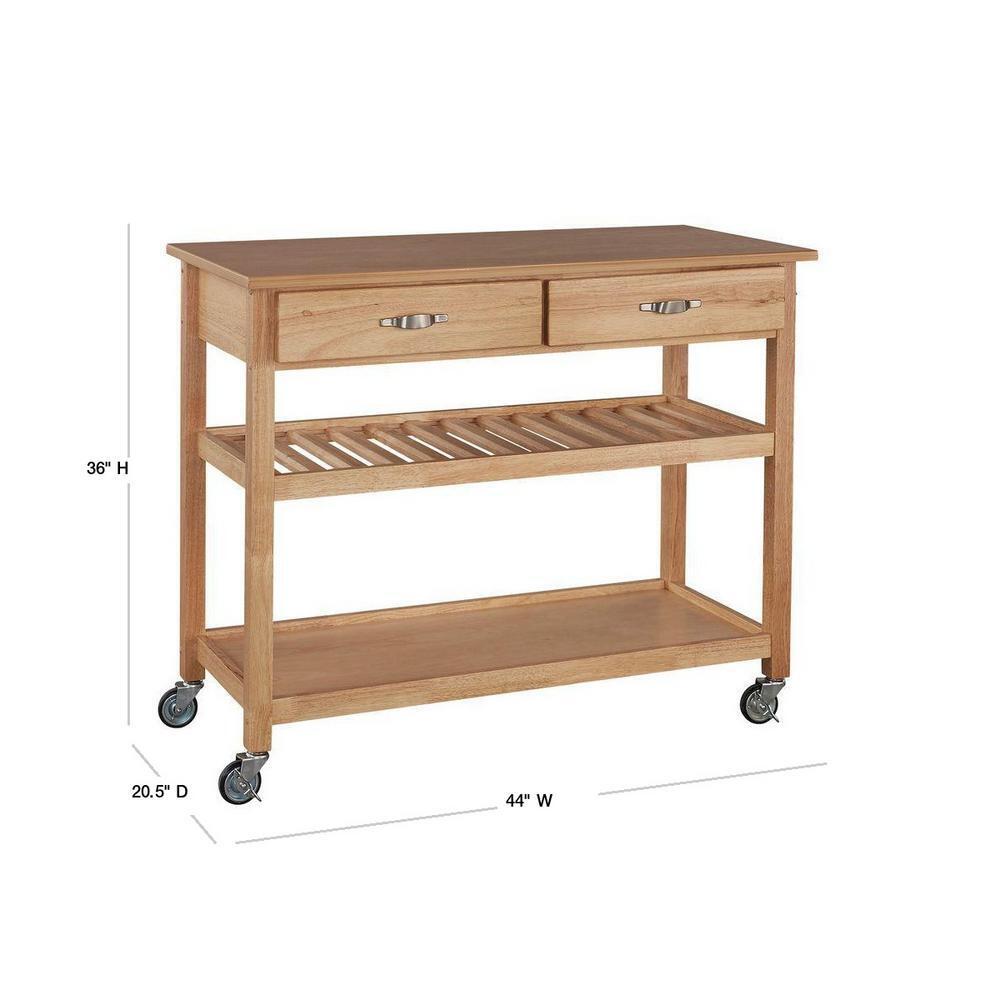 HOMESTYLES Vineyard Natural Kitchen Cart with Storage