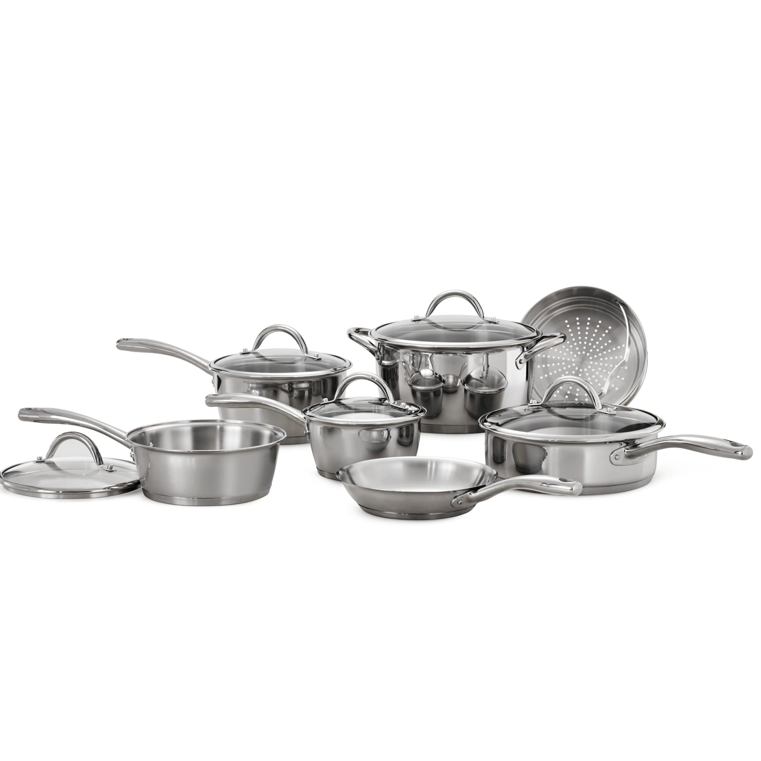 Tramontina Gourmet Stainless Steel Tri-Ply Base Cookware Set. 12 Piece