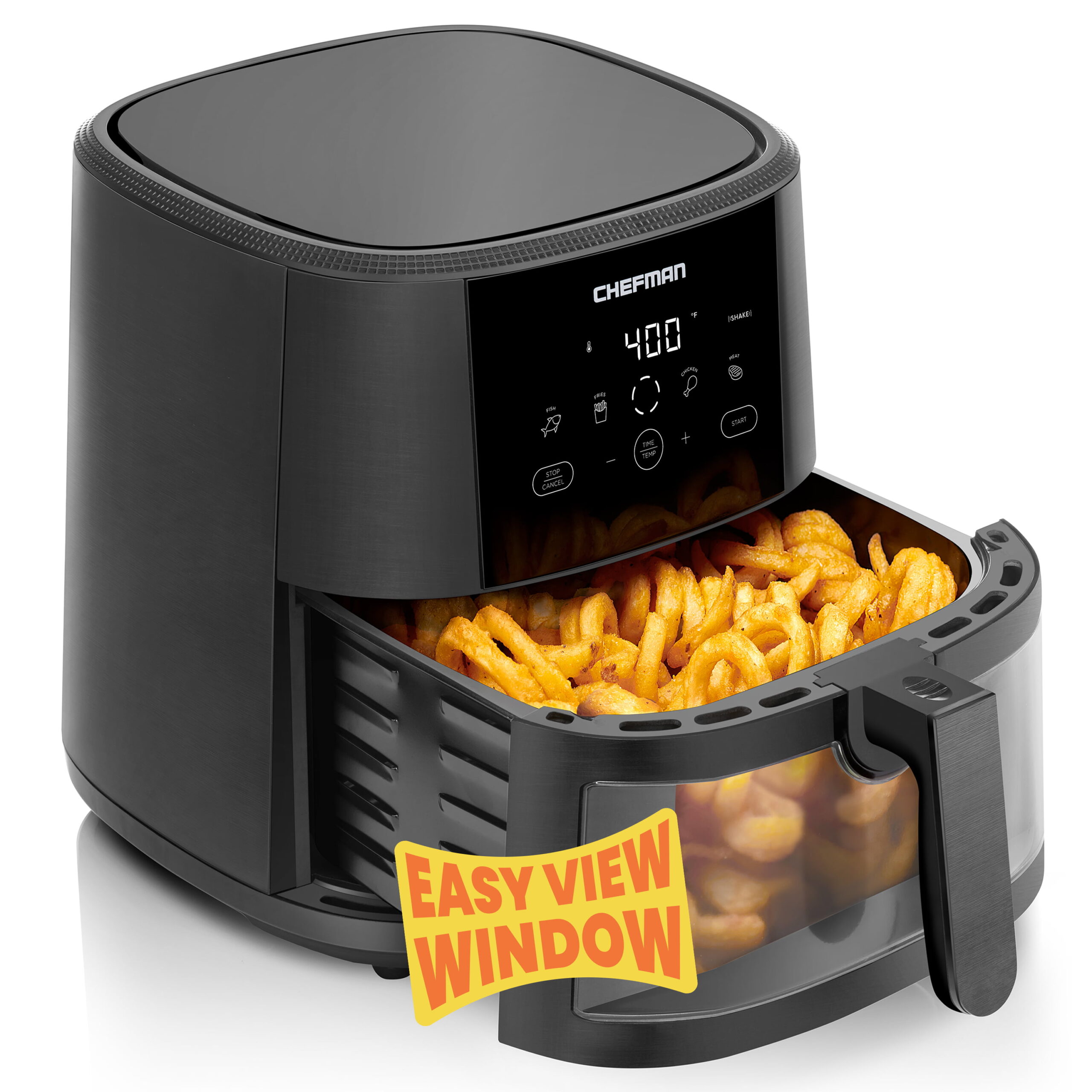 Chefman TurboTouch Easy View Air Fryer. Watch Food Cook And Low-Calorie Finish Through Convenient Window. 8 Qt