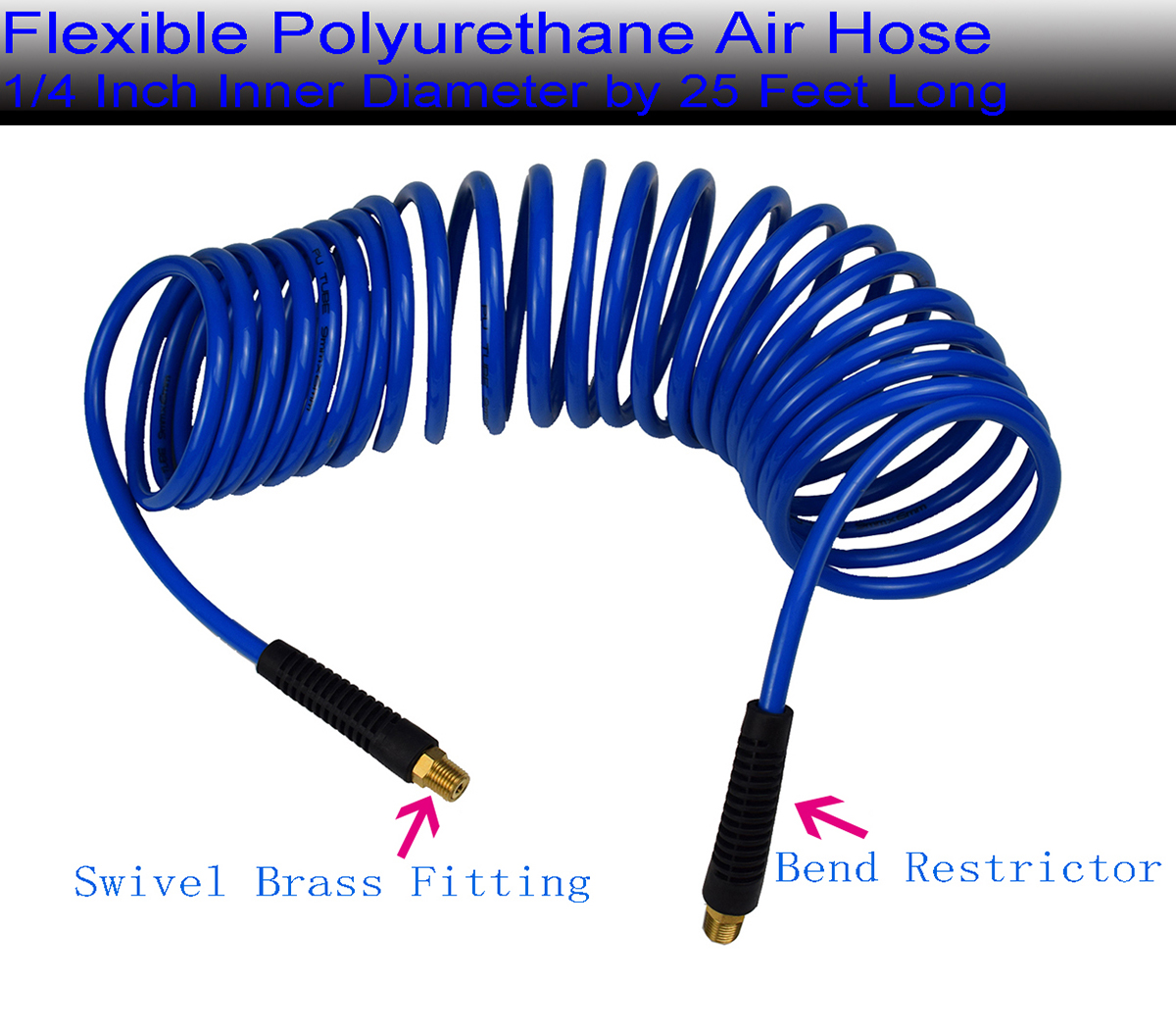 YOTOO Heavy Duty Air Compressor Accessories Kit 20 Pieces with Polyurethane 25′ Hose