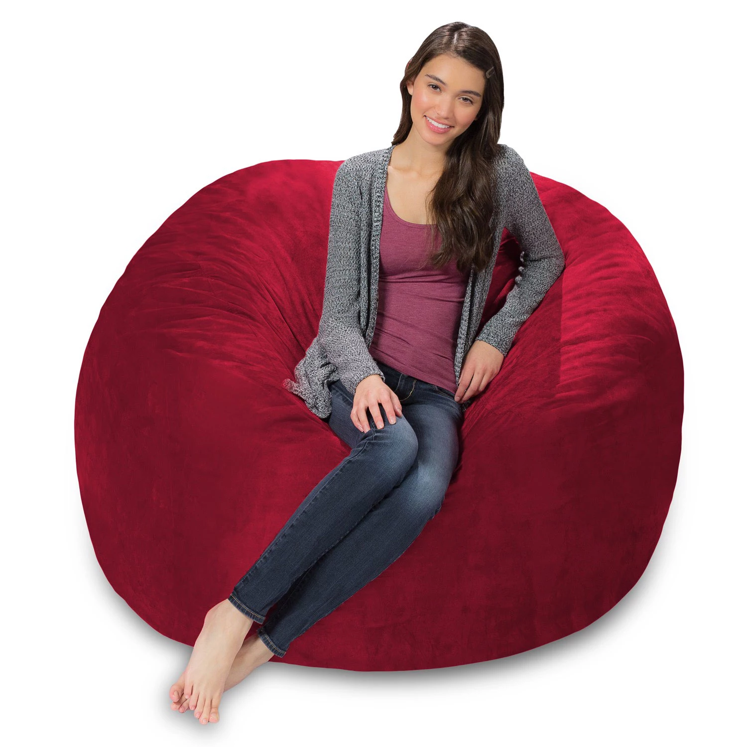 Comfy Sacks 5 ft Memory Foam Bean Bag Chair. Merlot Cords