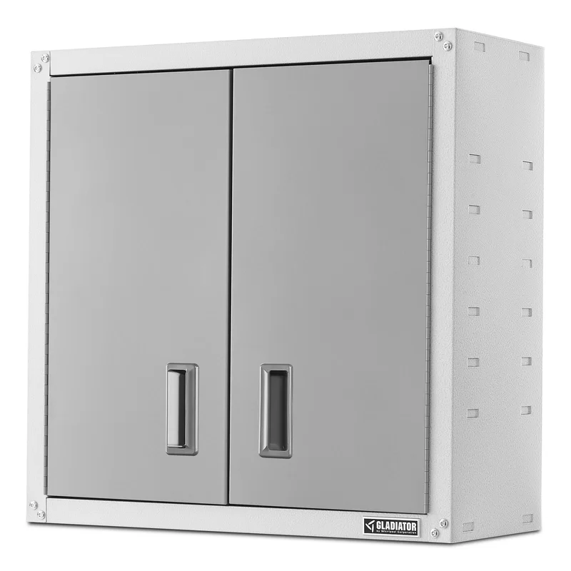 Gladiator GAWG28FVEW Steel 2-Shelf Wall Mounted Garage Cabinet in White (28 in W x 28 in H x 12 in D)