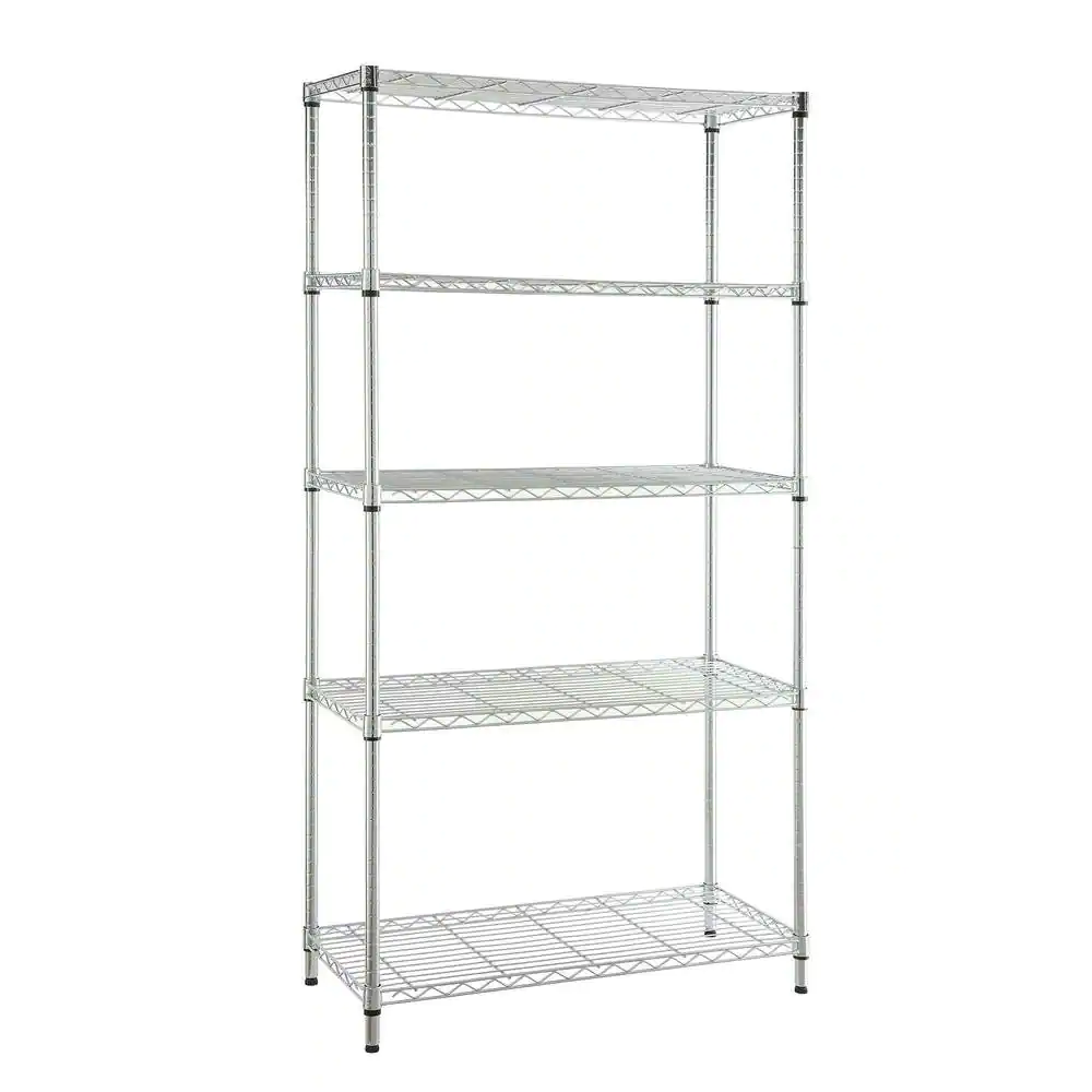 HDX 21656CPS 5-Tier Steel Wire Shelving Unit in Chrome (36 in. W x 72 in. H x 16 in. D)