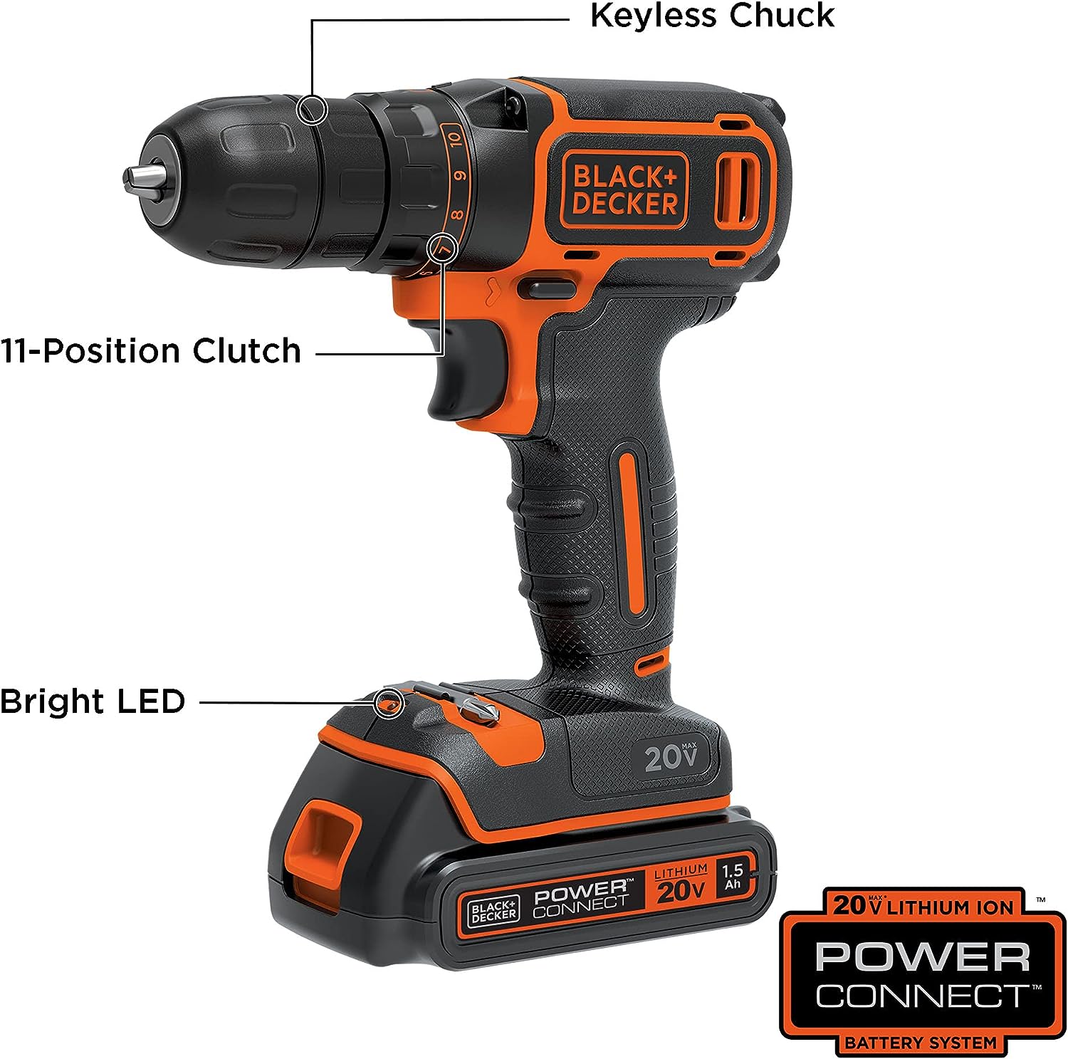 BLACK+DECKER 20V MAX Cordless Drill/Driver (BDCDD120C)