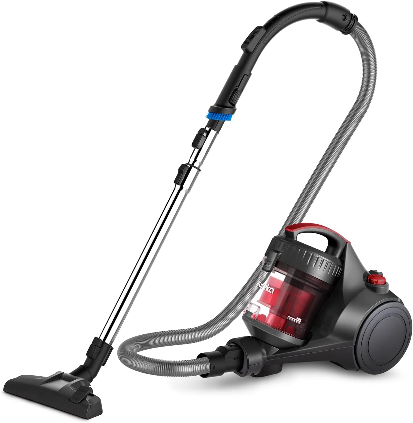 EUREKA Whirlwind Bagless Canister Vacuum Cleaner. Lightweight Vac for Carpets and Hard Floors. Red