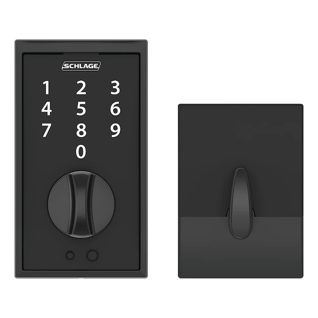 Schlage  Touch Century Matte Black Electronic Deadbolt Lock Lighted Keypad Touchscreen