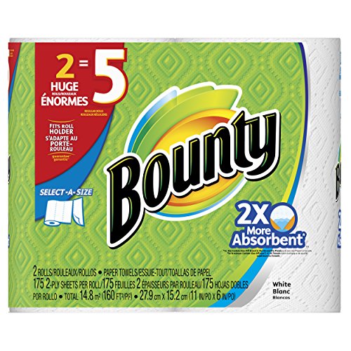 Bounty Select-A-Size Paper Towels. White. 2 Huge Rolls