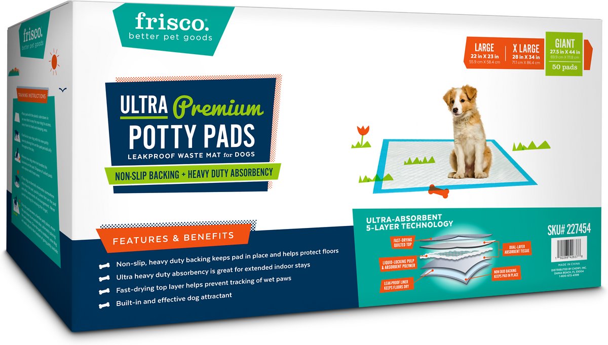 Frisco Giant Non-Skid Ultra Premium Dog Training & Potty Pads. 27.5 x 44-in. 50 Count