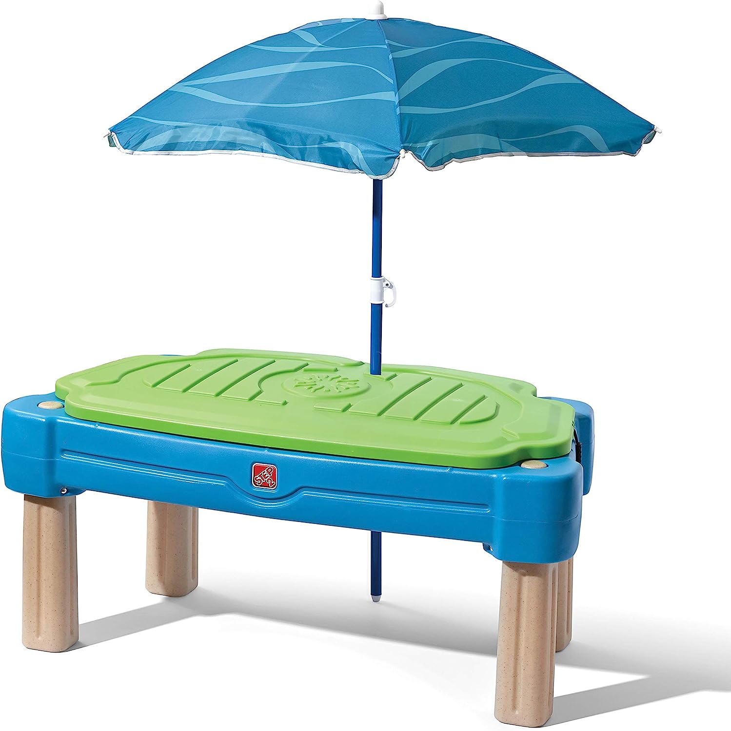 Step2 Cascading Cove with Umbrella. Kids Sand and Water Activity Sensory Table. 6 Piece Accessory Kit. Toddler Summer Outdoor Toys. 2 – 10 Years Old