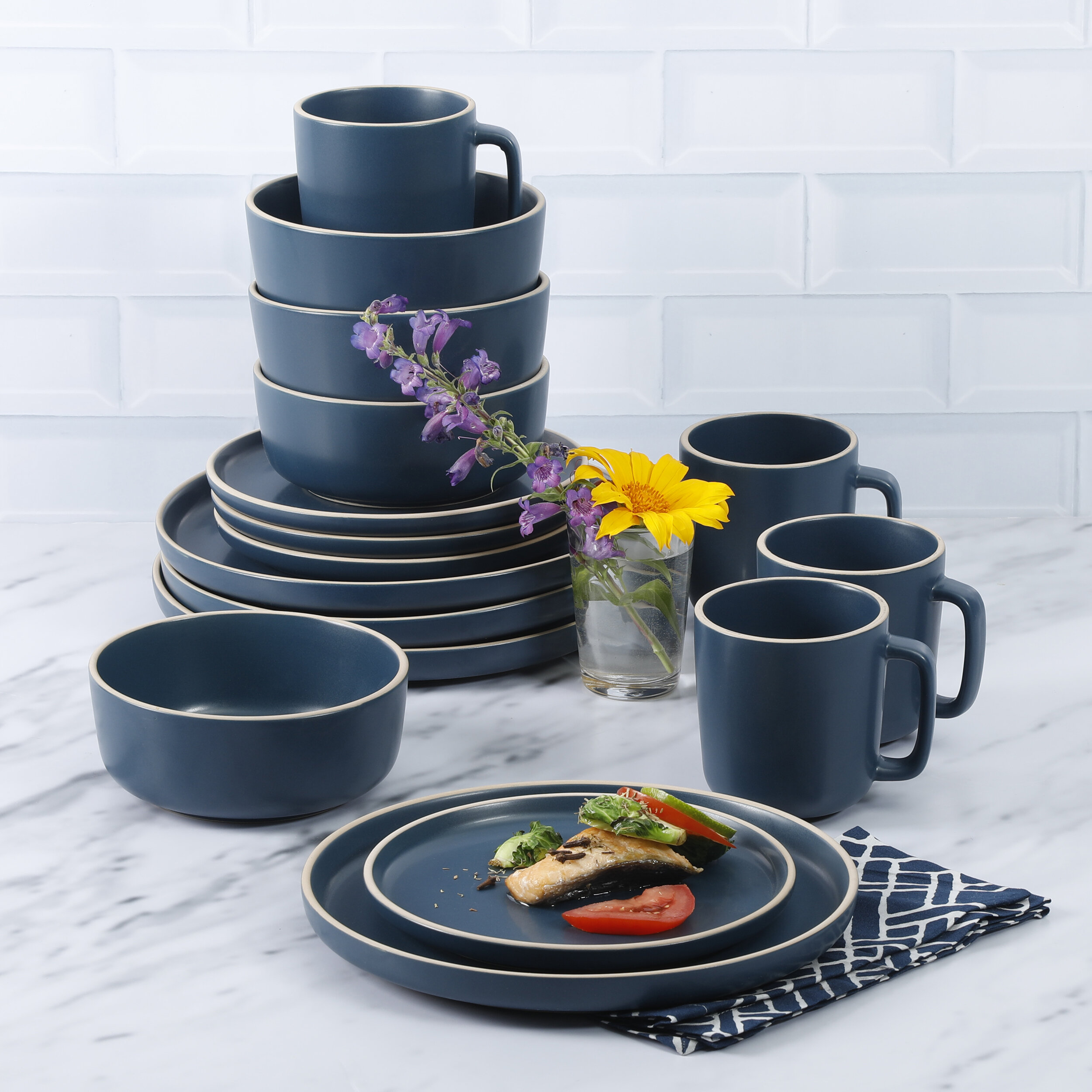 Gibson Elite Zuma Stoneware Dinnerware - Set of 16