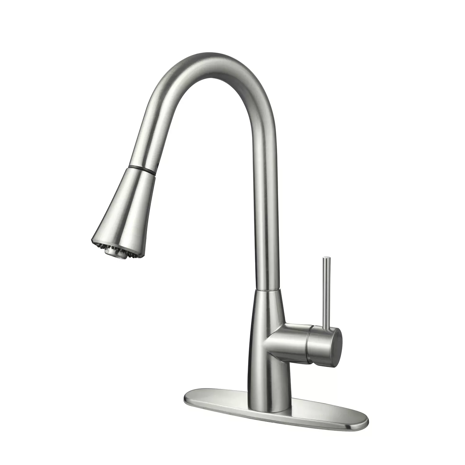 Hardware House LLC Single Handle Gooseneck Style Kitchen Faucet. Satin Nickel