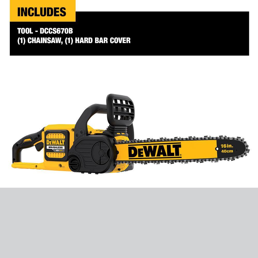 DEWALT DCCS670T1WS620B 60V MAX 16 in. Brushless Battery Powered Chainsaw Kit with (1) FLEXVOLT 2Ah Battery & Charger & Pole Saw
