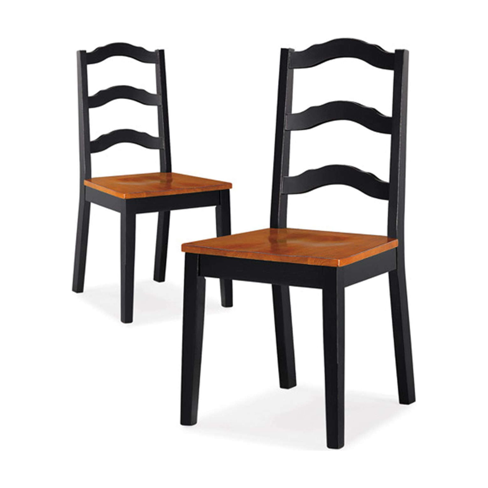 Better Homes and Gardens Autumn Lane Ladder Back Dining Chairs. Set of 2. Black and Oak