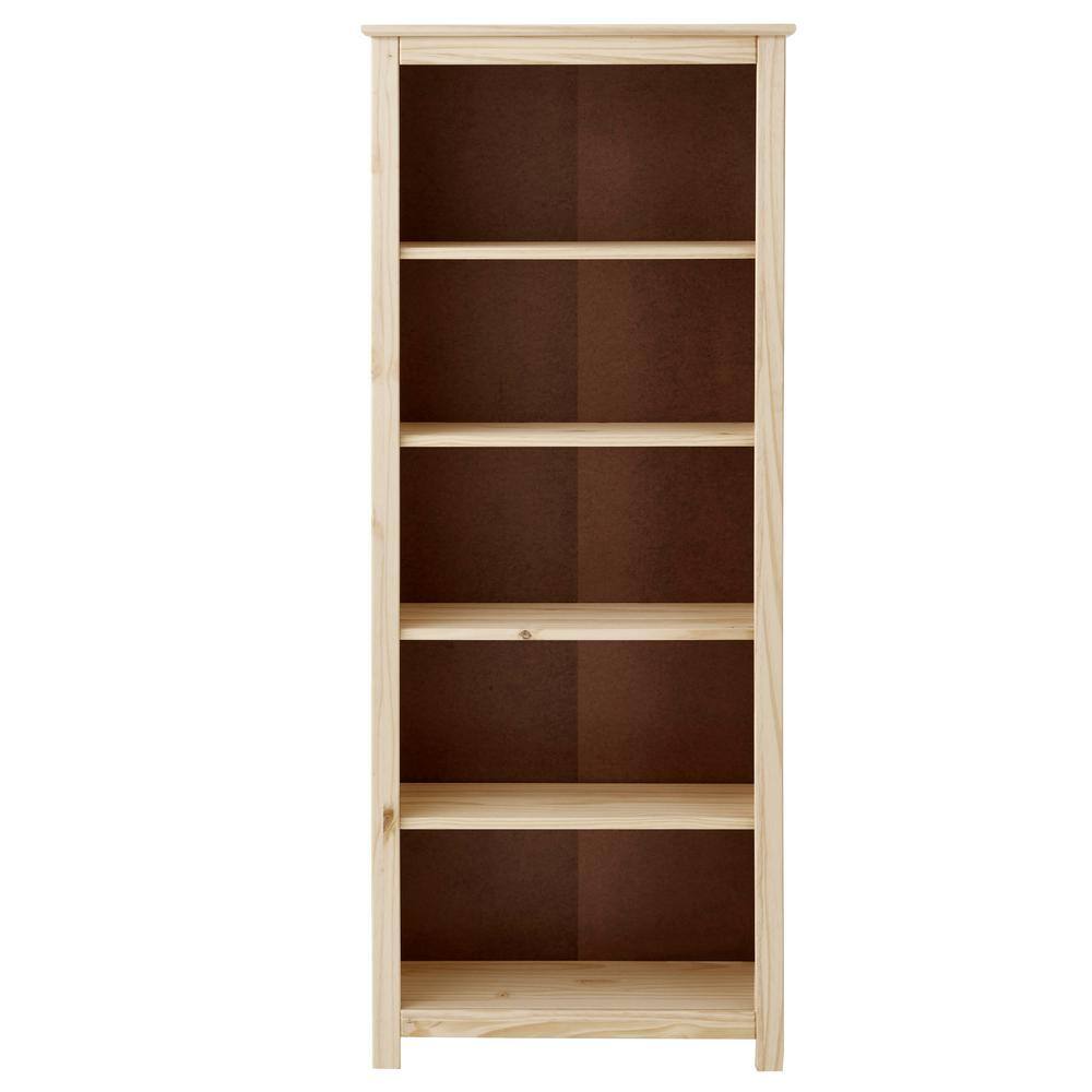 StyleWell 4-Shelf Unfinished Natural Pine Wood Standard Bookcase (58 in. H)