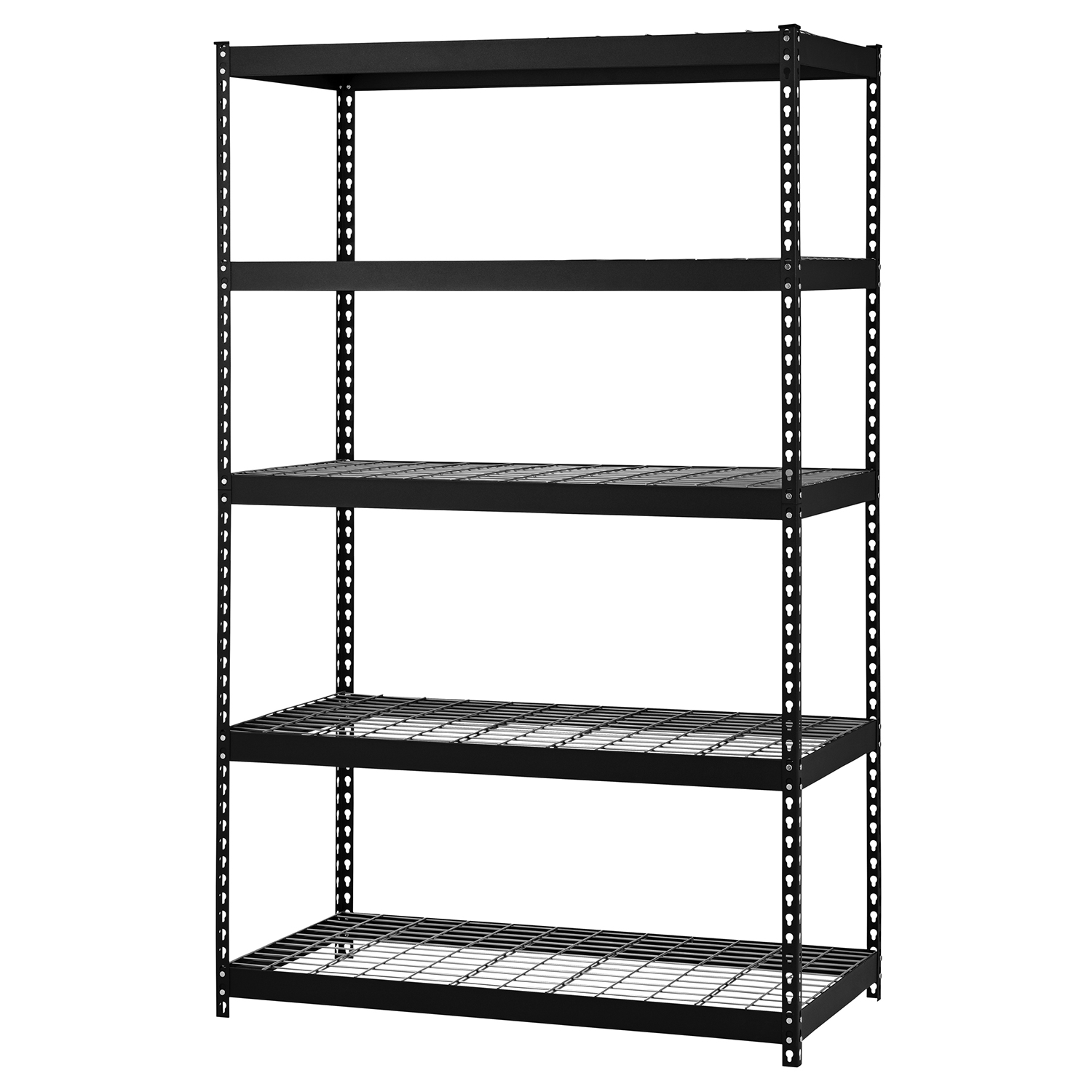 Muscle Rack 48W x 24D x 72H 5-Tier Steel Shelving. Black. 5.000 lbs. Capacity