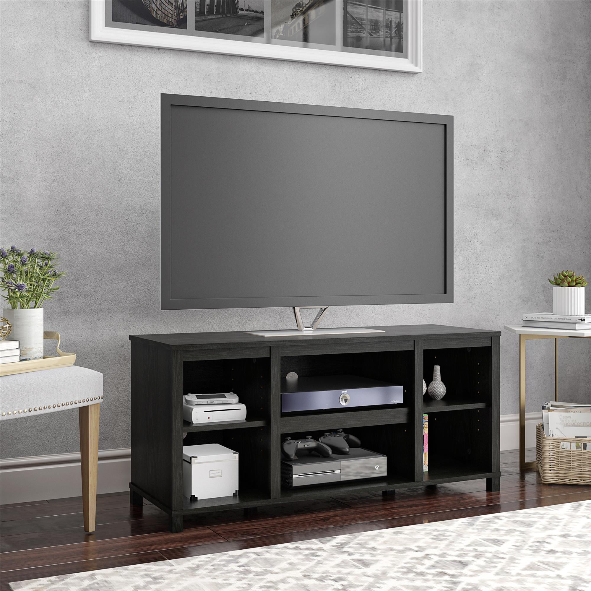 Mainstays Parsons TV Stand for TVs up to 50″. Black Oak