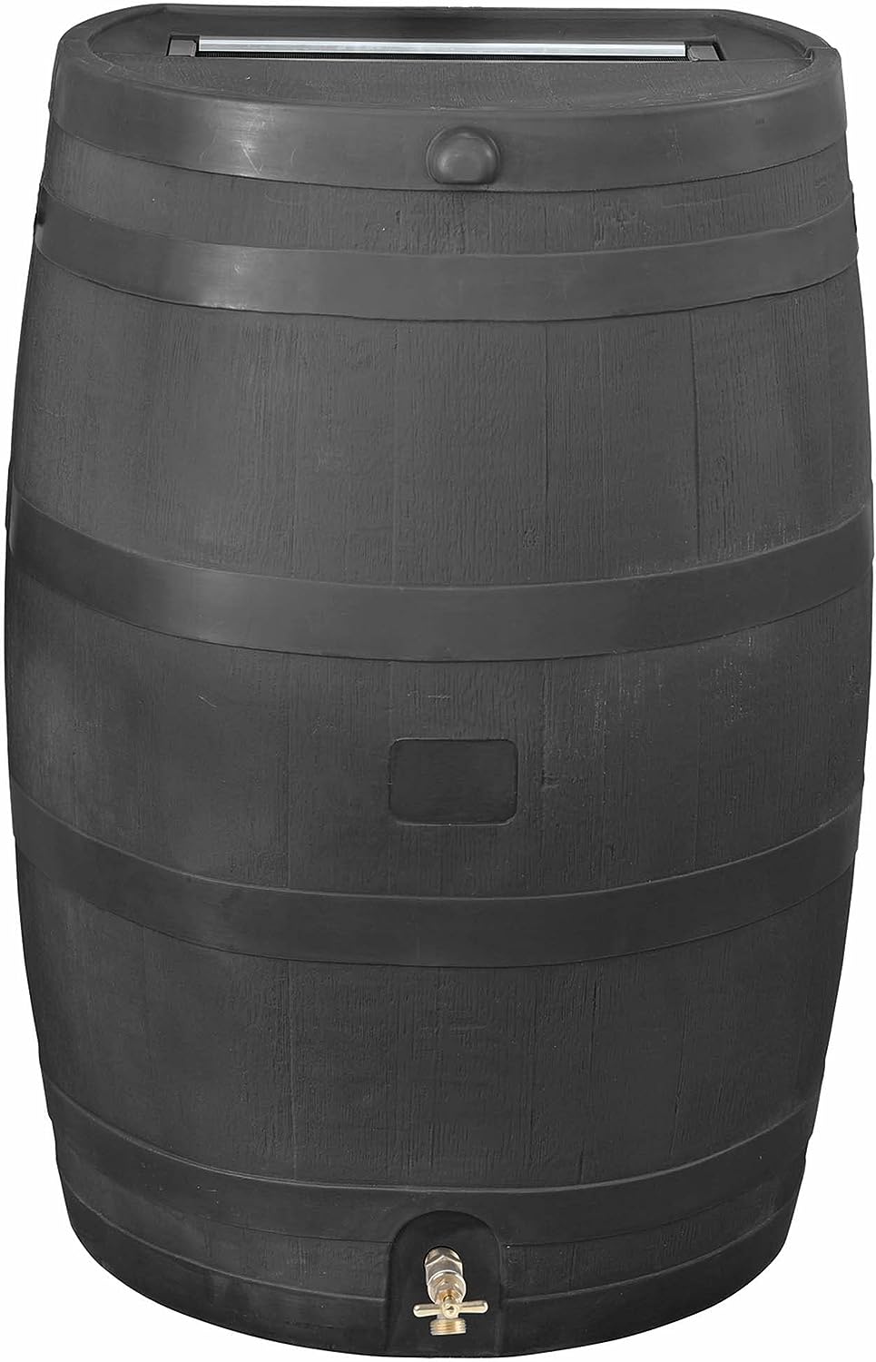 RTS Companies 5510-00100A-79-81. Graphite Polyethylene 50 Gallon Flat Back Rain Barrel