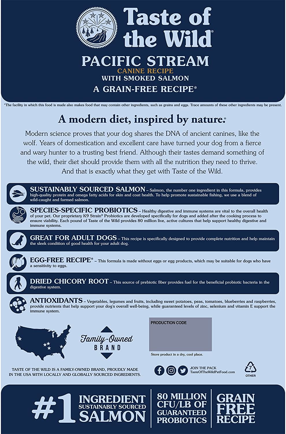 Taste of the Wild Pacific Stream Canine Grain-Free Recipe with Smoked Salmon Adult Dry Dog Food. Made with High Protein from Real Salmon and Guaranteed Nutrients and Probiotics 5lb