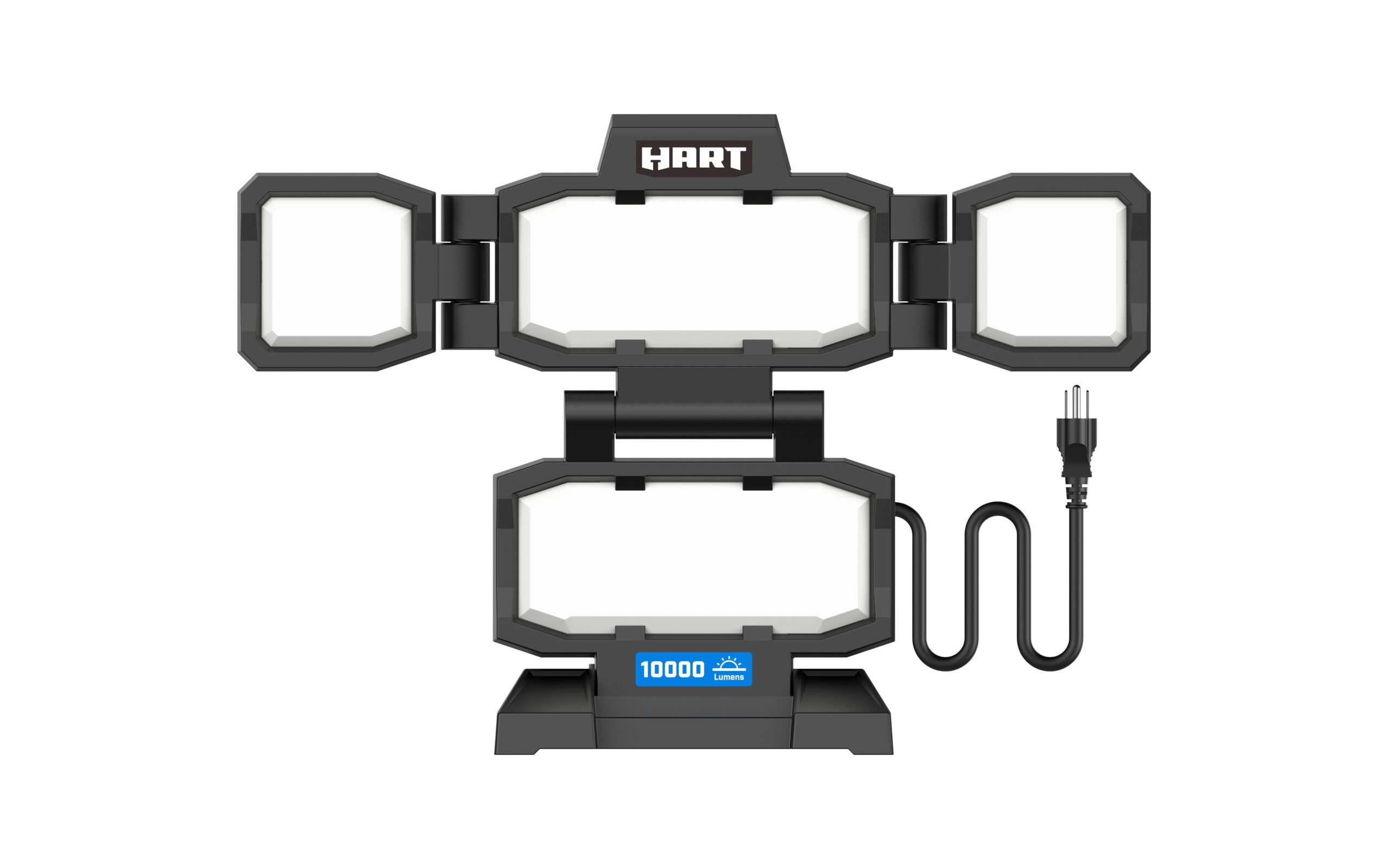 HART LED 4-Panel Plug-in Area Work Light with Adjustable Light Heads. 10.000 Lumens