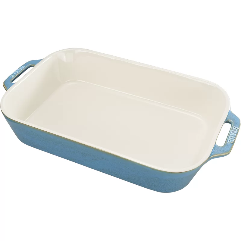 STAUB 40511-890 Ceramics Rectangular Baking Dish. 13×9-inch. Rustic Turquoise