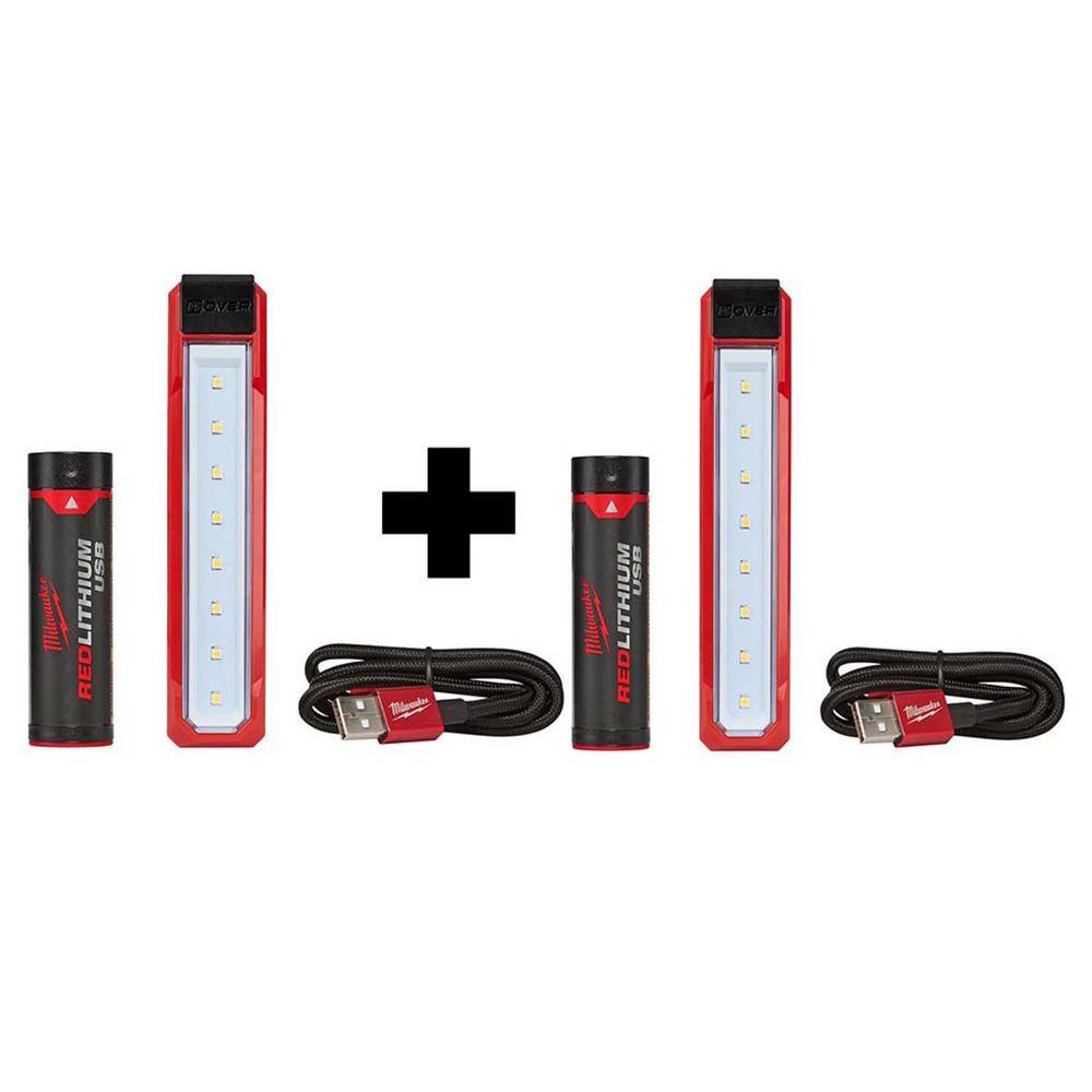 Milwaukee 2112-21-2112-21 445 Lumens LED REDLITHIUM USB Rover Pocket Flood Light (2-Pack)