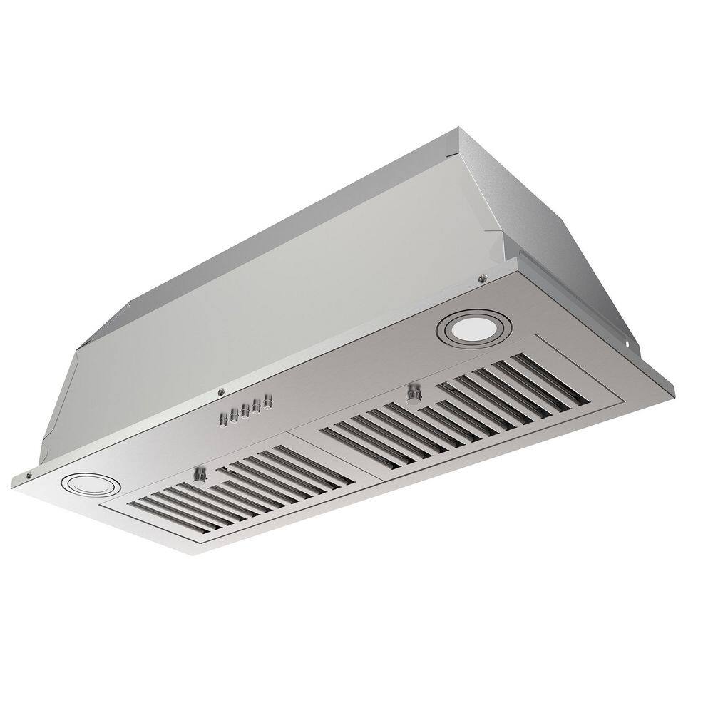 AKDY RH0666 28 in. 343 CFM Convertible Insert Range Hood with Carbon Filters. LED Lights and push buttons in Stainless Steel