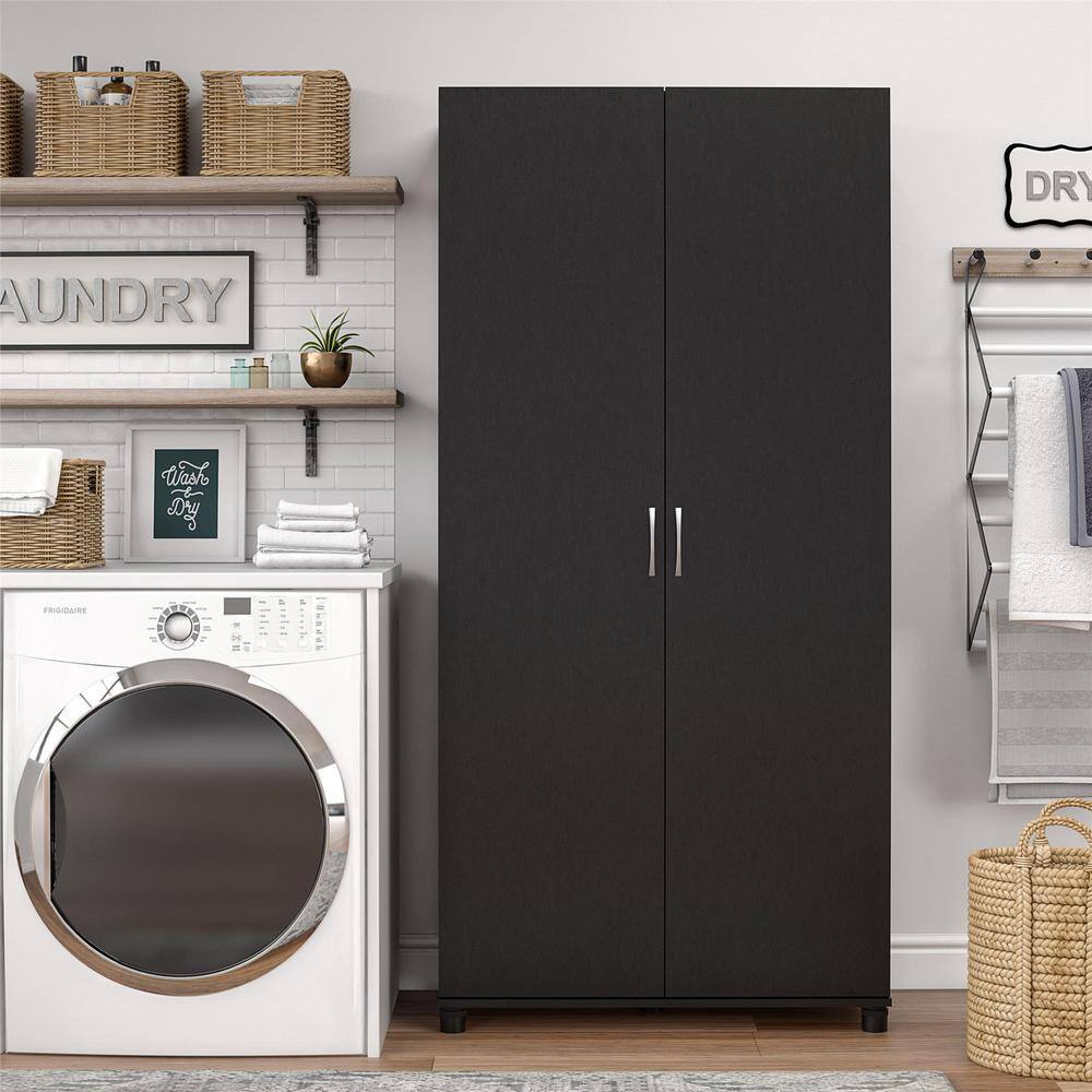 SystemBuild DE32240 Lonn 35.68 in. x 74.31 in. x 15.38 in. 5 Shelves Freestanding Cabinet in Black