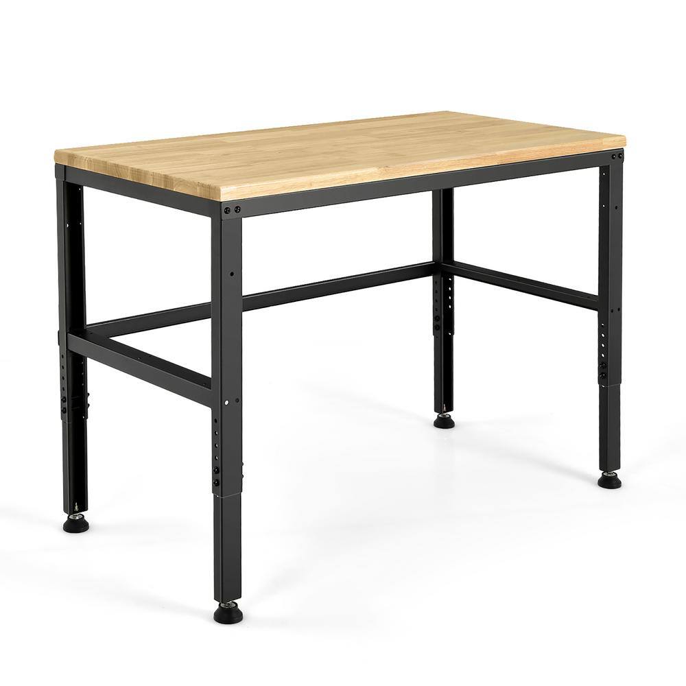 Costway TH10020NA 48 in. Adjustable Workbench Solid Oak Wood Top 2000 lbs. Heavy-Duty Worktable