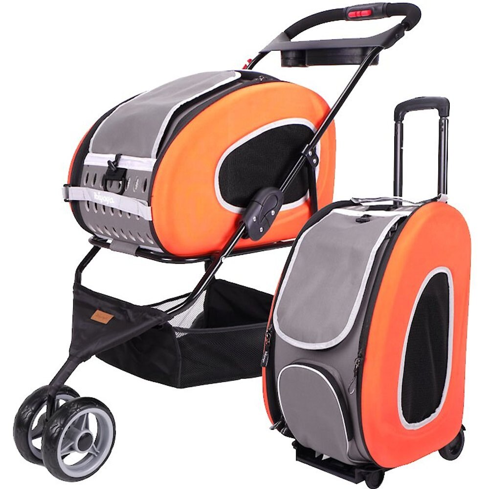 Ibiyaya 5-in-1 Combo EVA Airline-Approved Dog Cat Carrier and Stroller - Orange