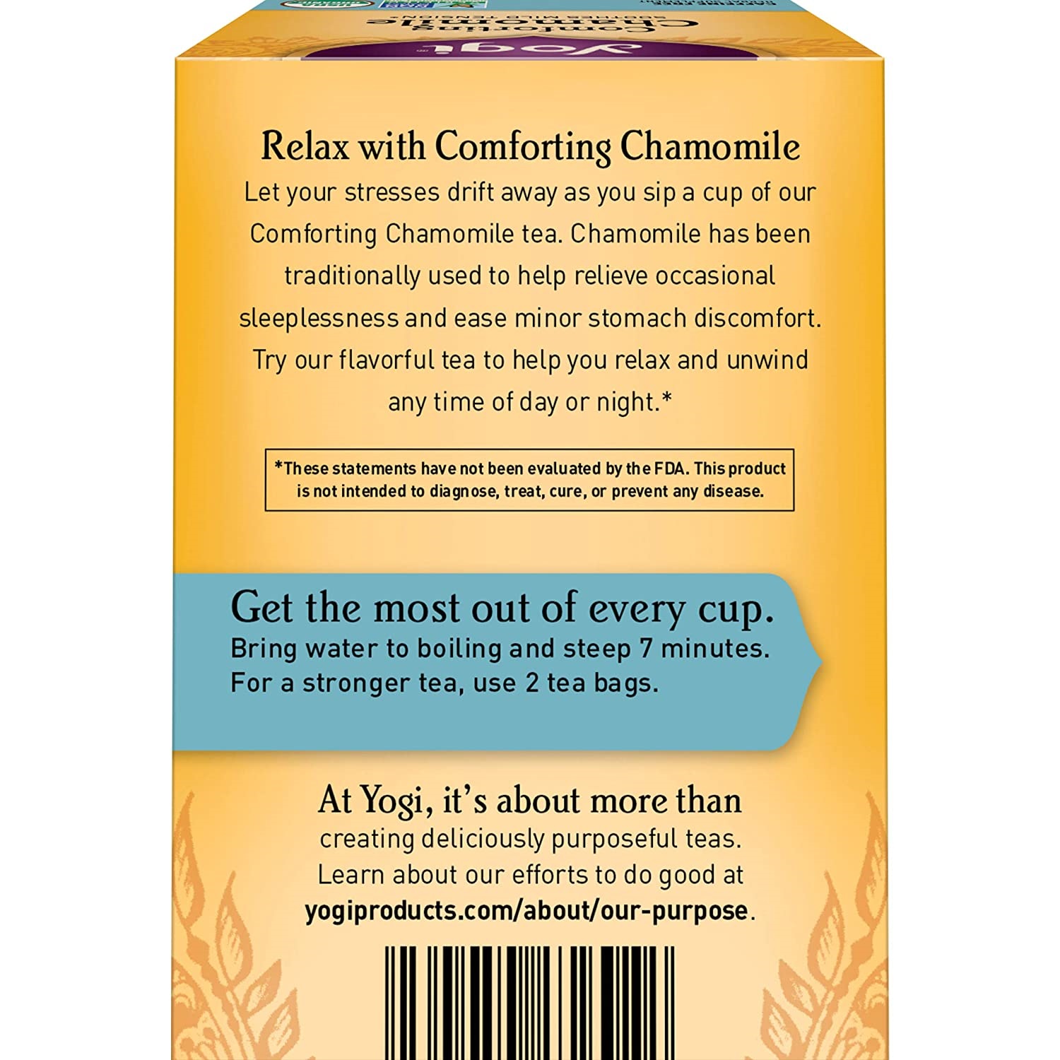 Yogi Tea Comforting Chamomile. 4 Pack. Soothes Mild Tension. 64 Tea Bags