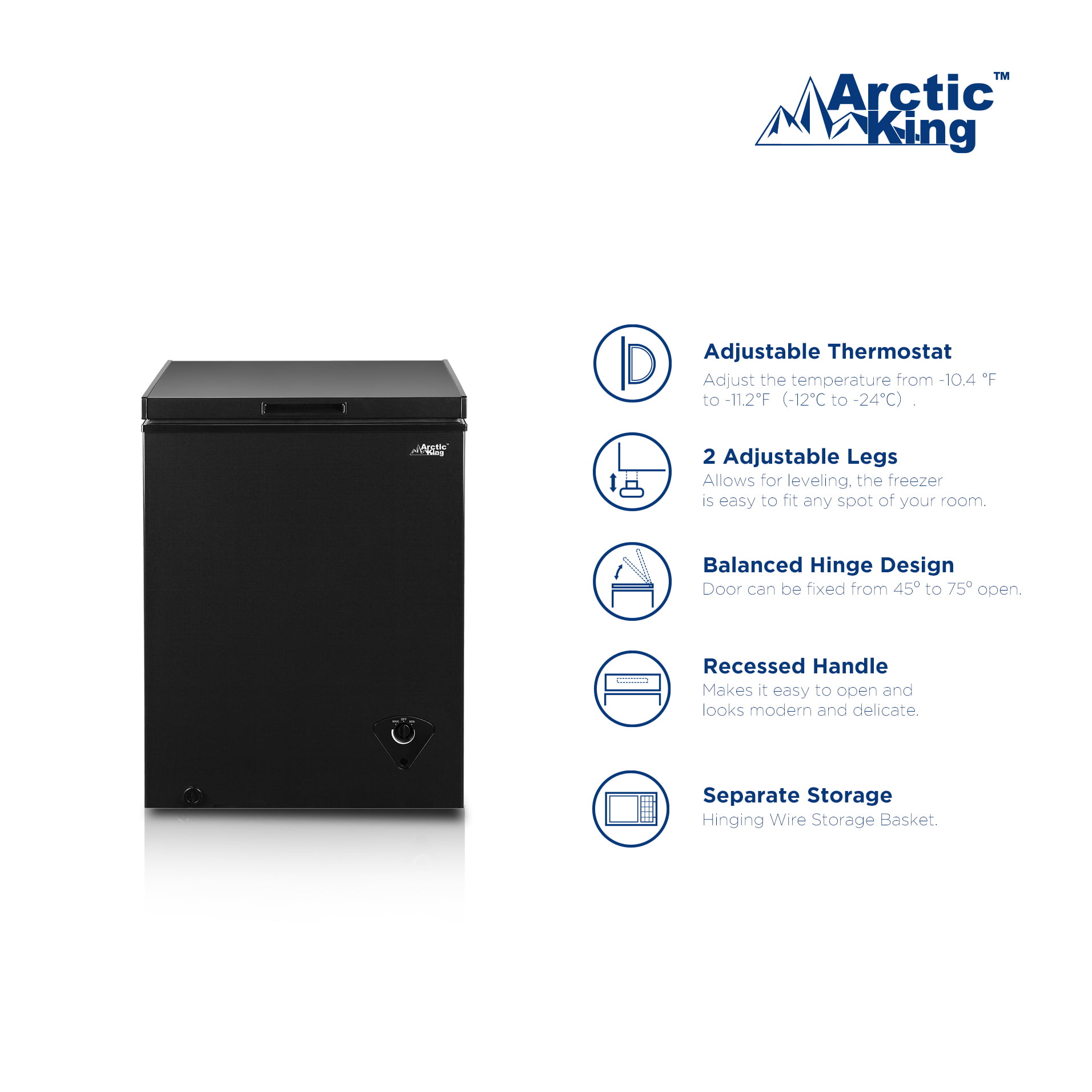 Arctic King 5 Cu ft Chest Freezer. Black