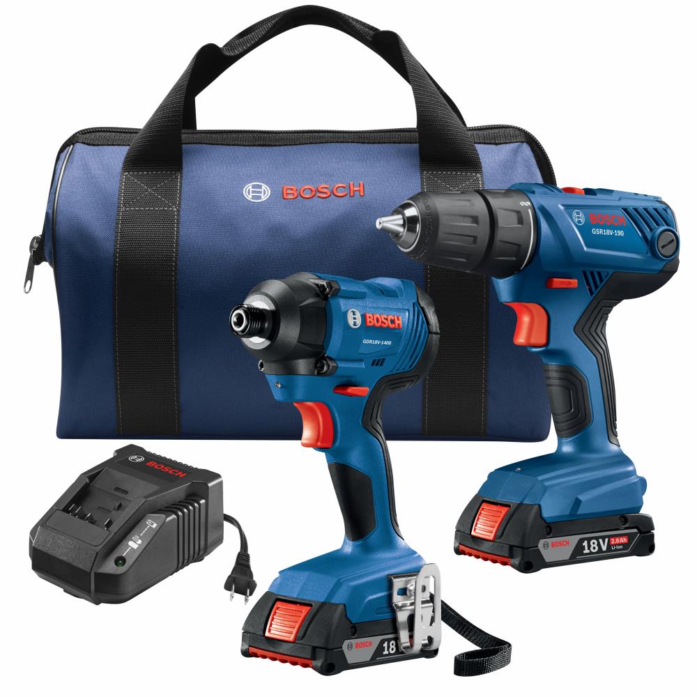 Bosch 2-Tool 18-volt Power Tool Combo Kit with Soft Case (2 Li-ion Batteries Included and Charger Included)