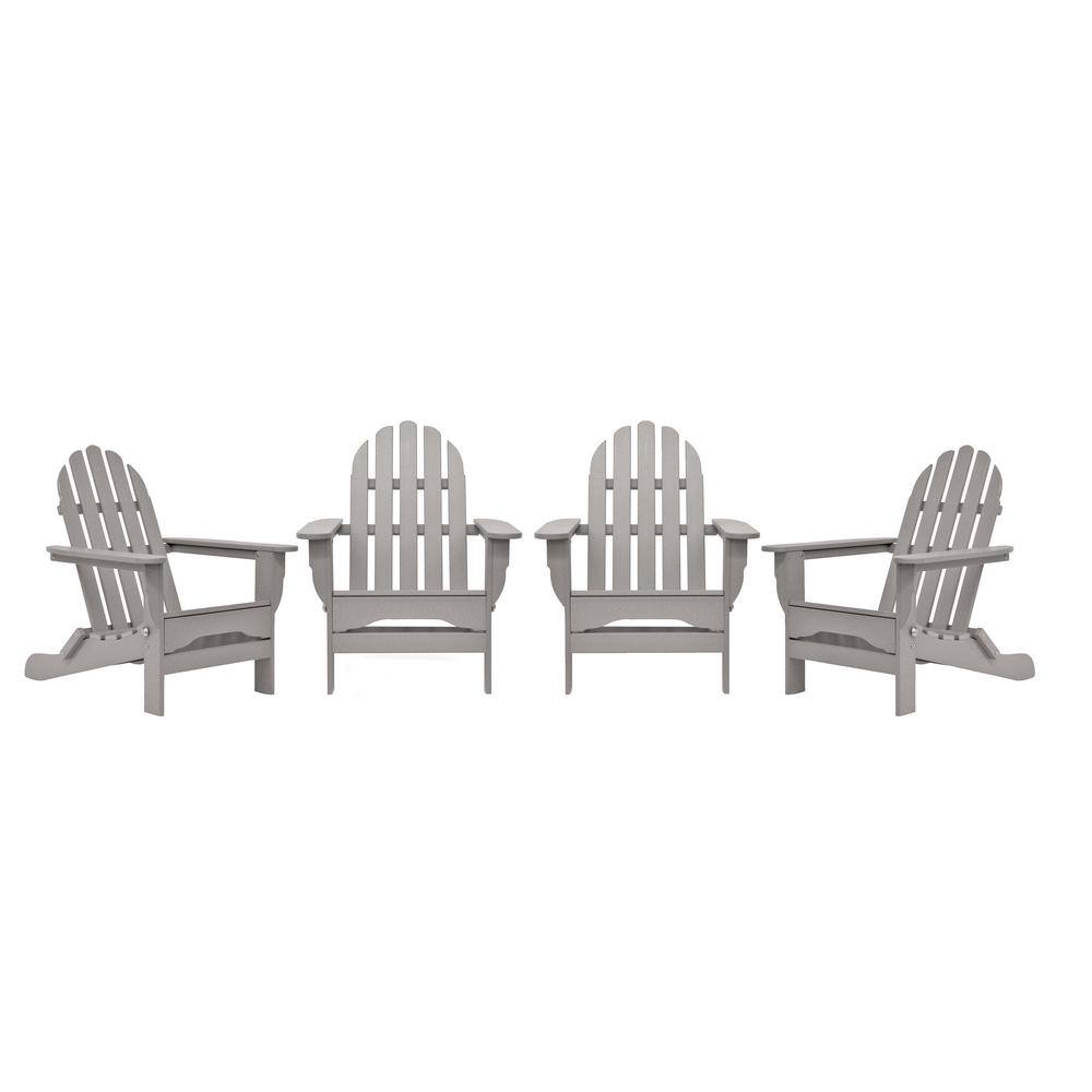 DUROGREEN  Icon Light Gray 4-Piece Plastic Adirondack Chair Patio Seating Set