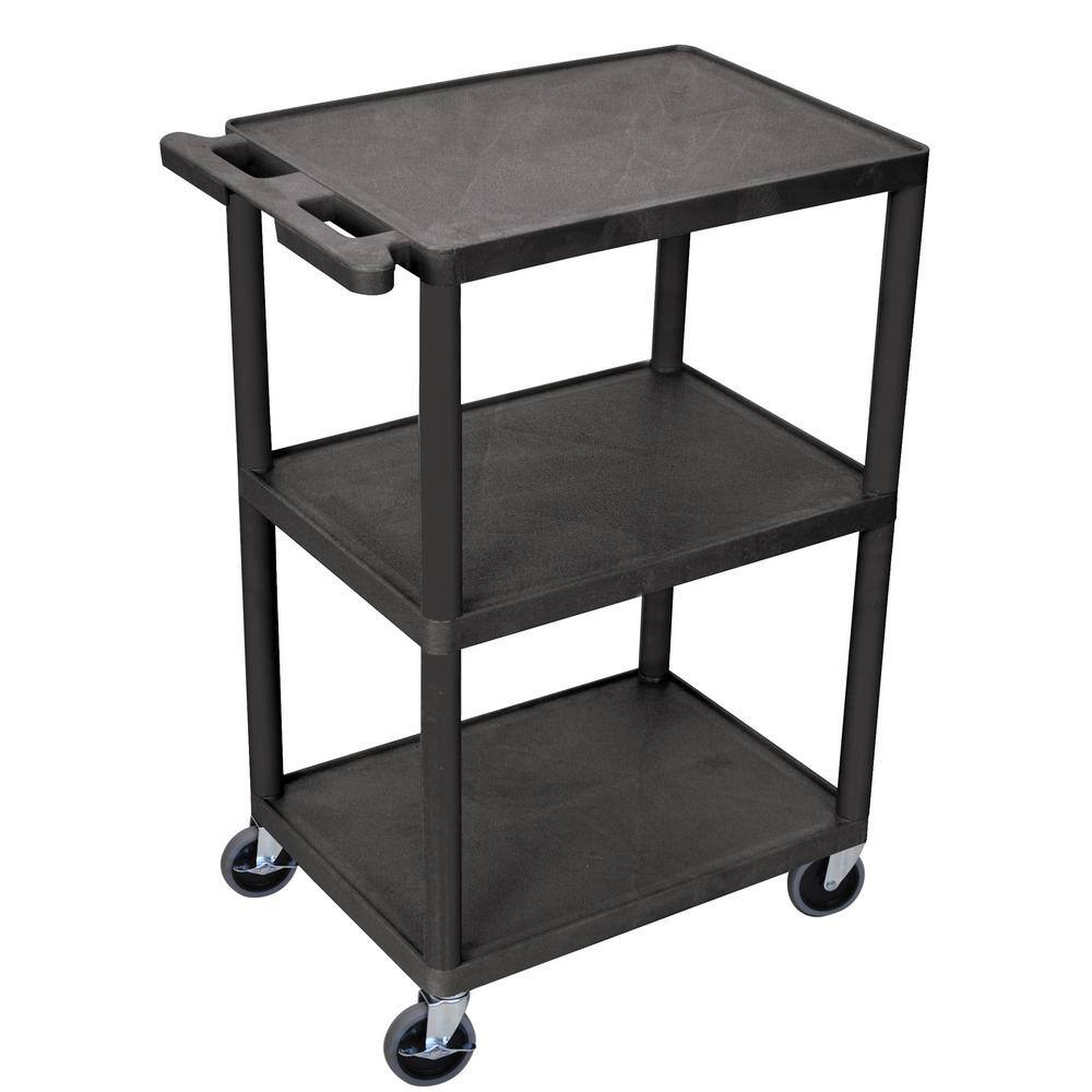 Luxor HE42-B HE 24 in. 3-Shelf Utility Cart in Black