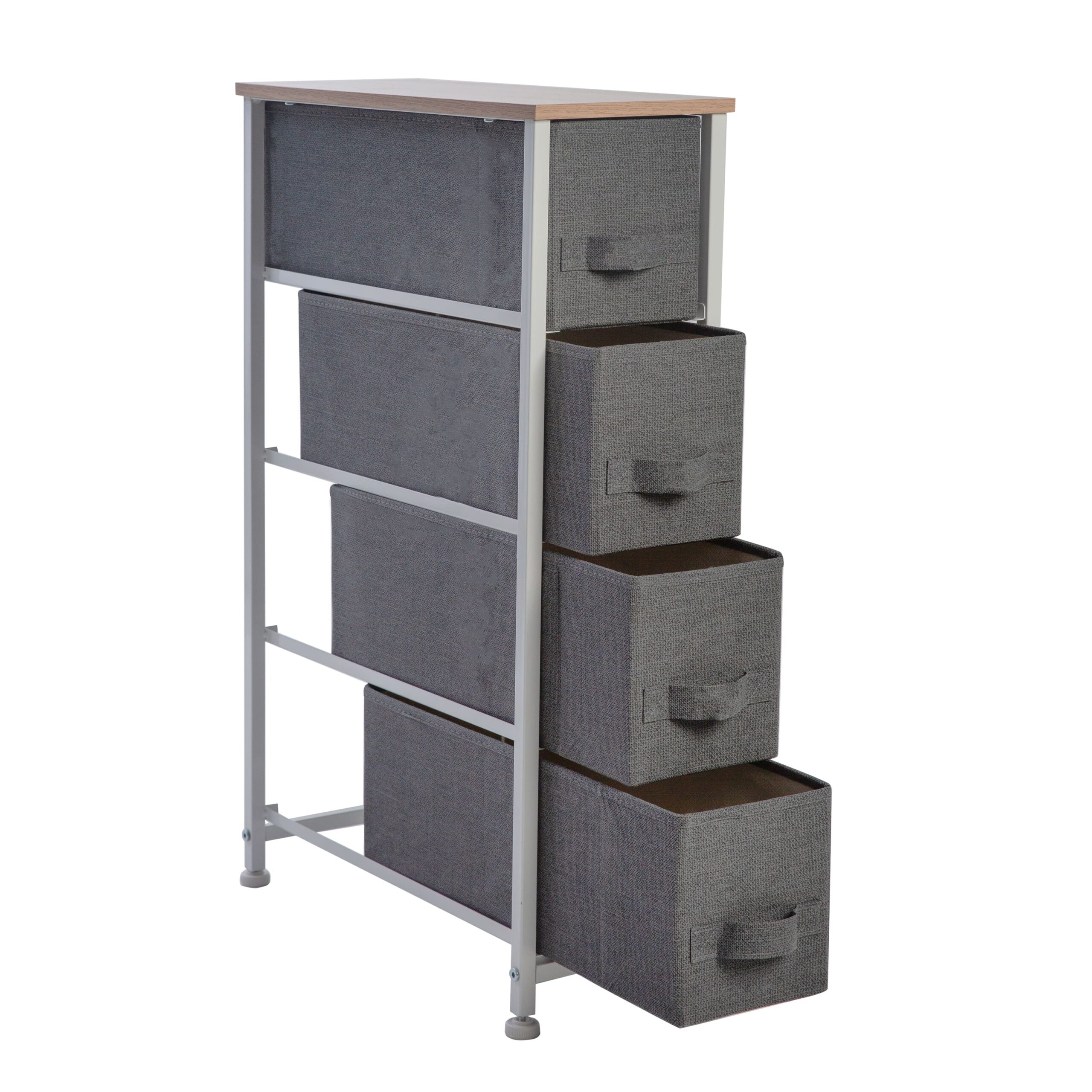 Simplify Gray 4 Drawer Narrow Storage Chest