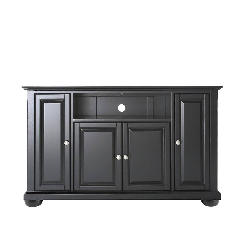 CROSLEY FURNITURE  Alexandria 48 in. Black Wood TV Stand Fits TVs Up to 50 in. with Storage Doors