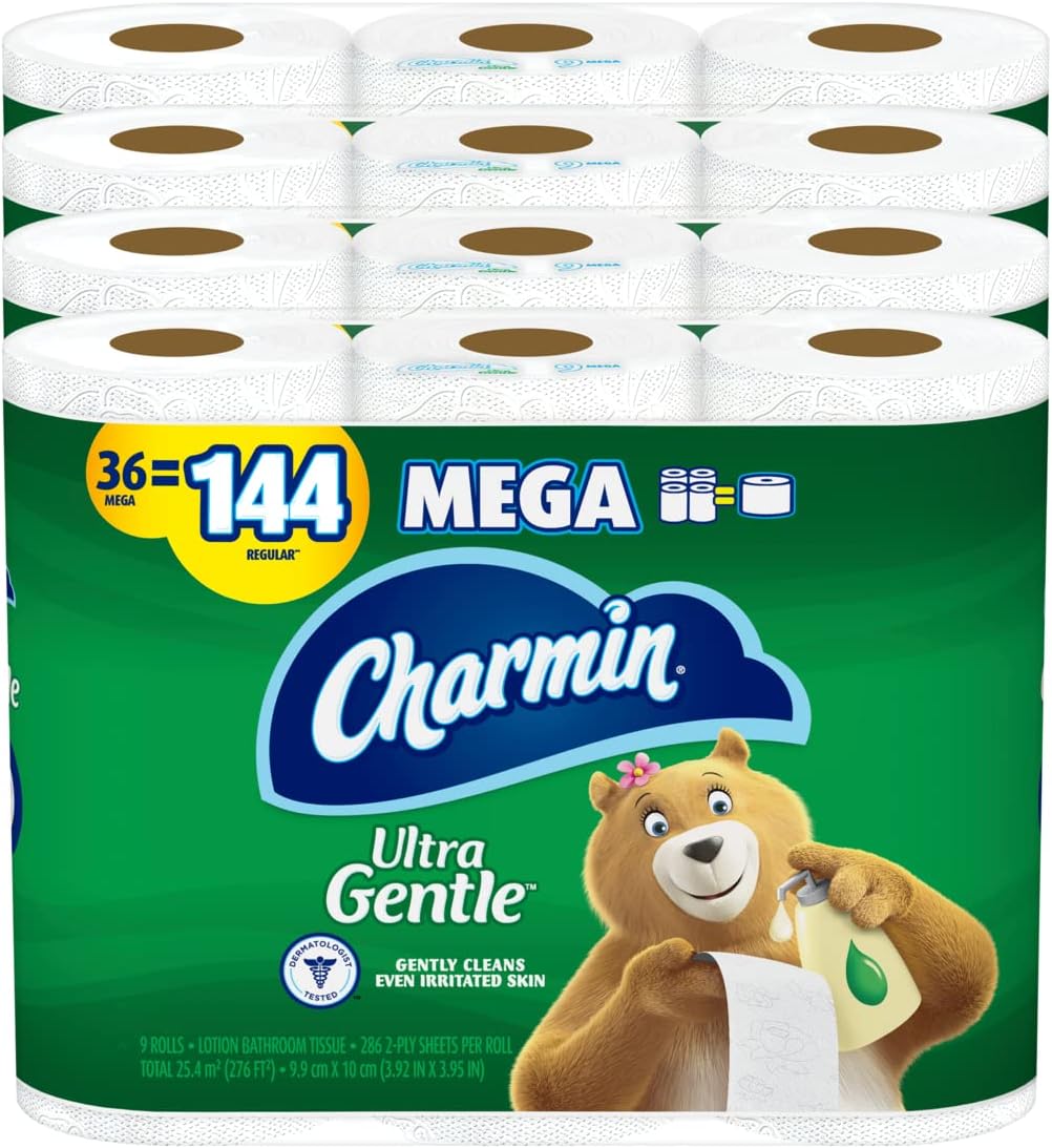 Charmin Ultra Gentle Toilet Paper. 36 Mega Rolls = 144 Regular Rolls