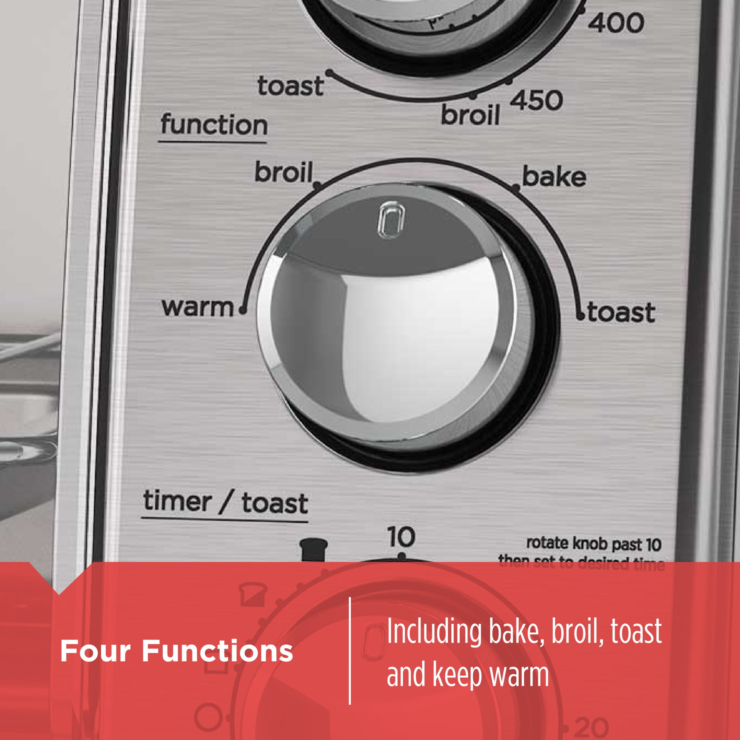 BLACK+DECKER 4-Slice Toaster Oven. Easy Controls. Stainless Steel. TO1760SS