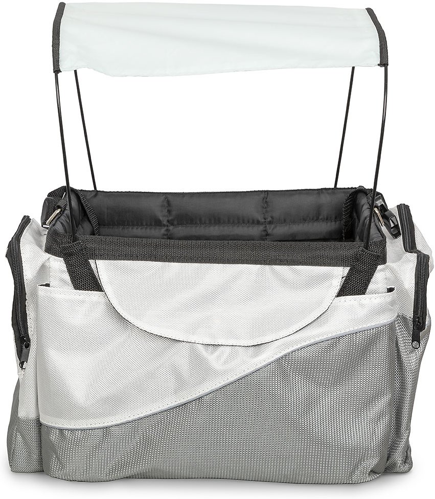 PetSafe Happy Ride Sport Cat & Dog Bicycle Basket - Sport Style Light Nylon Material - Detachable Carrier with Shoulder Strap - Removable Sun Shield - Multiple Storage Pockets - Best for Small Pets