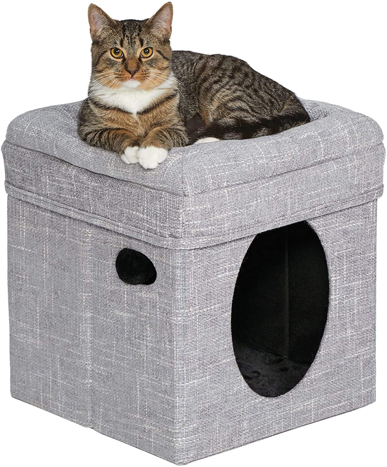 MidWest Curious Cube Condo + Catty Scratch Cat Scratcher with Catnip. Small. Silver