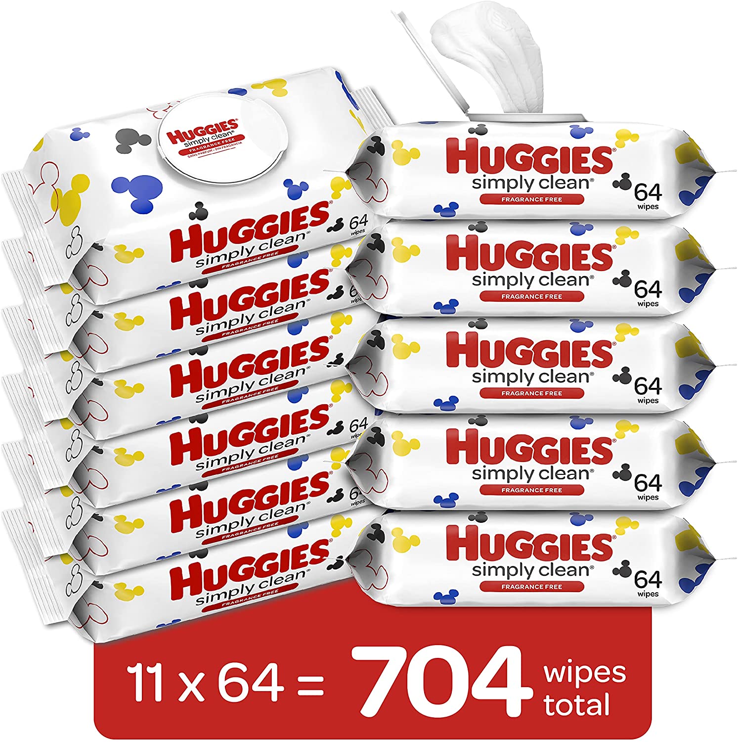 Baby Wipes. Unscented. Huggies Simply Clean Fragrance-Free Baby Diaper Wipes