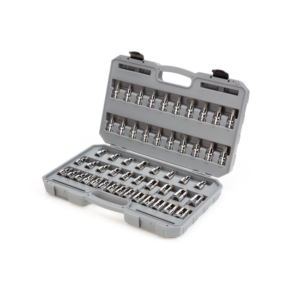 TEKTON SHB92302 1/2 in. Drive Hex. Torx. Phillips. Slotted Bit Socket Set (52-Piece)