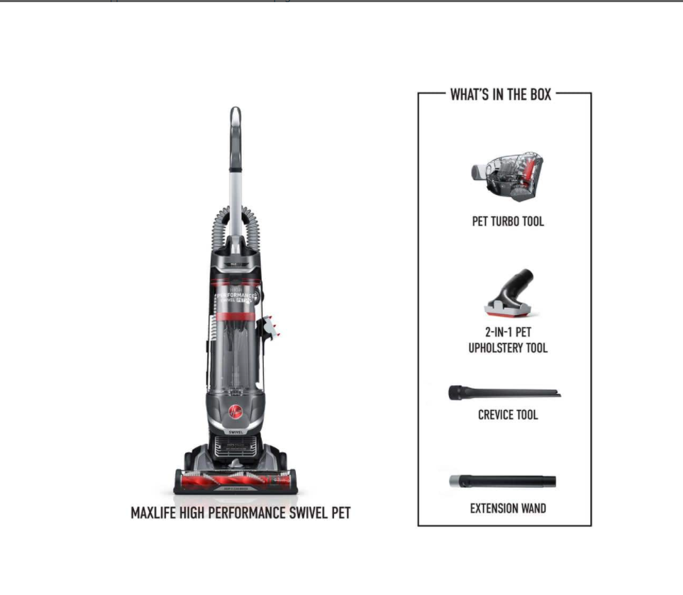 HOOVER MAXLife High-Performance Swivel Pet Bagless Upright Vacuum Cleaner