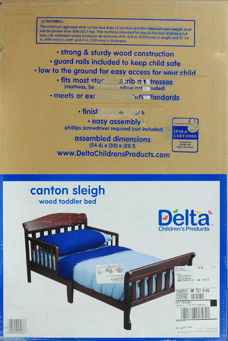 Delta Children Canton Toddler Bed with Attached Bed Rails. Greenguard Gold Certified. Dark Cherry