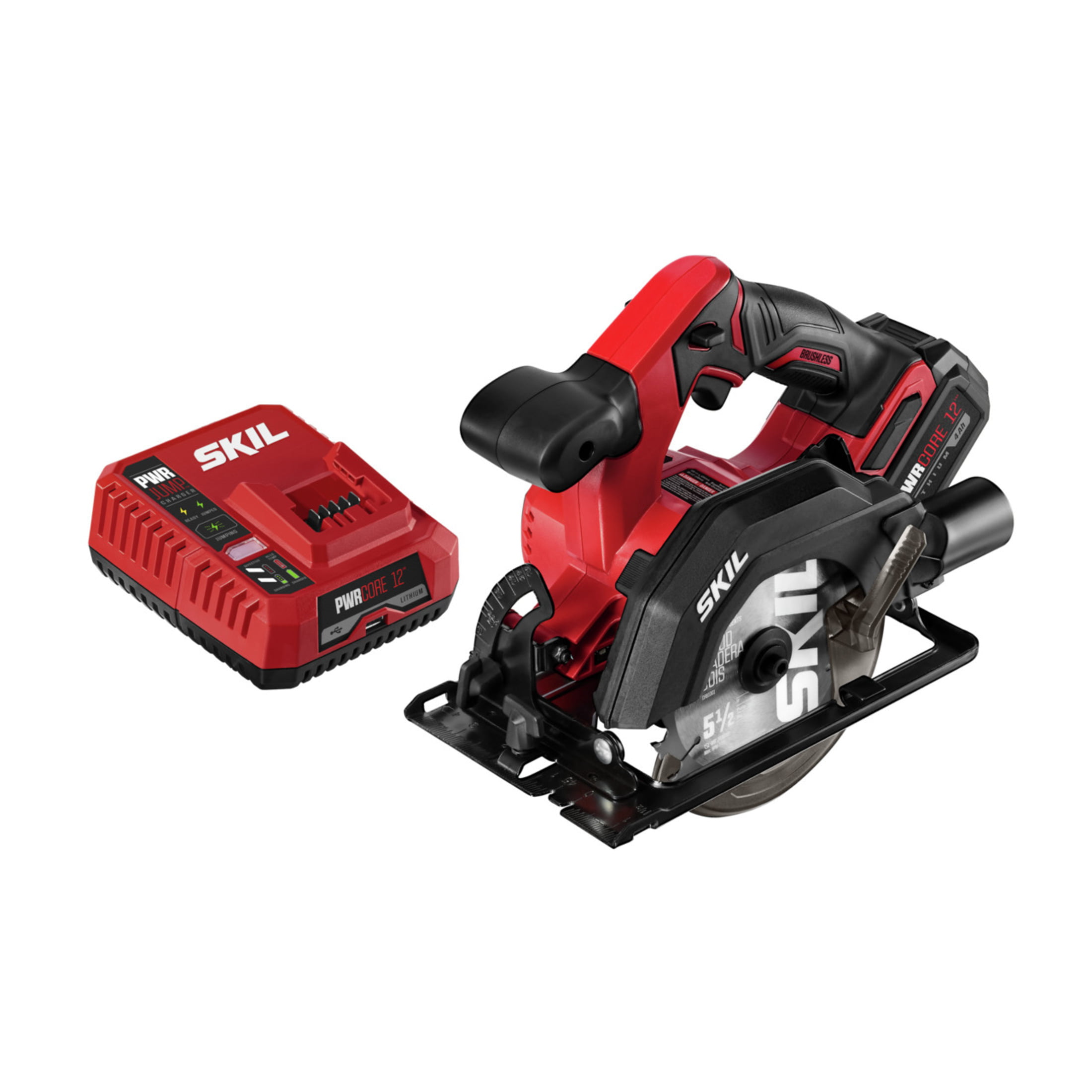 SKIL PWR CORE 12™ Brushless 12-Volt 5-1/2 In. Circular Saw Kit with 4.0 Ah Battery and PWR JUMP™ Charger. CR541802